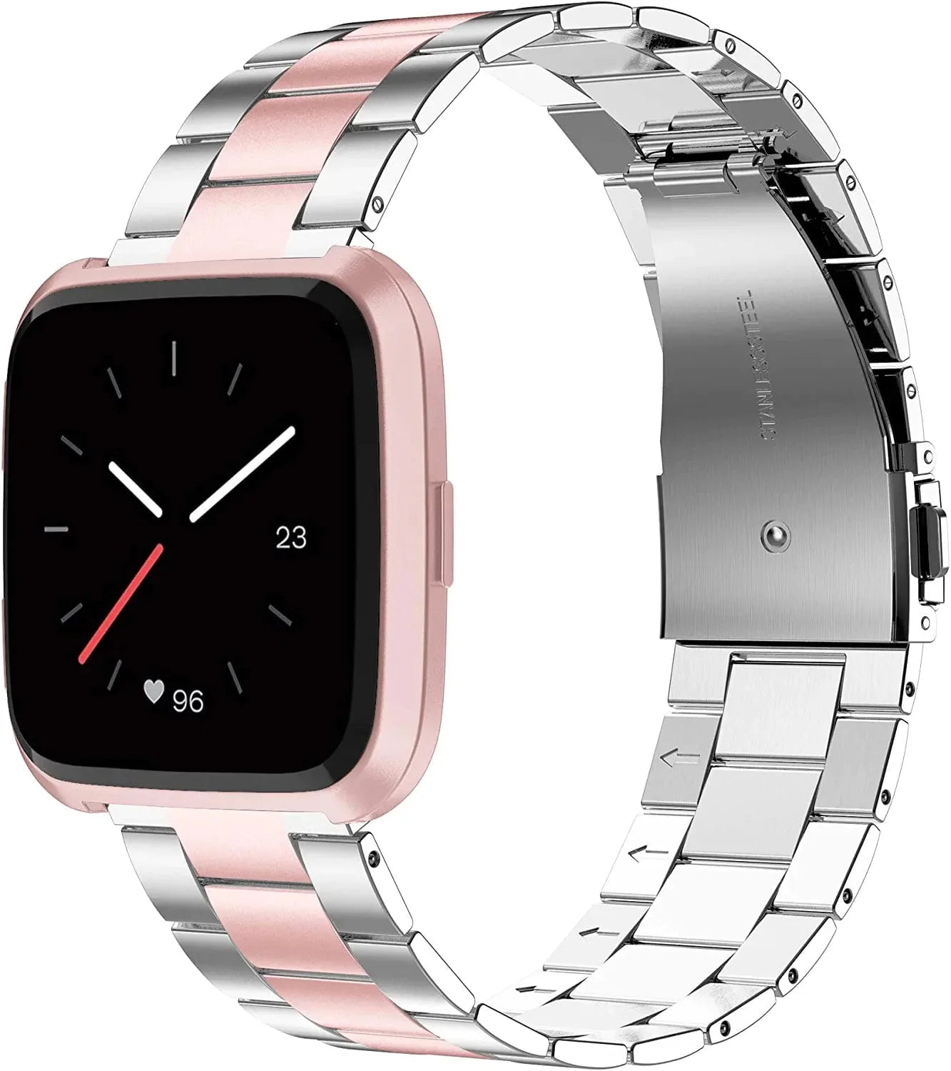 Wearlizer Stainless Steel Compatible for Fitbit Versa/Versa 2 /Versa Lite/Versa SE Bands Women Men,Ultra-Thin Lightweight Replacement Compatible for Fitbit Versa