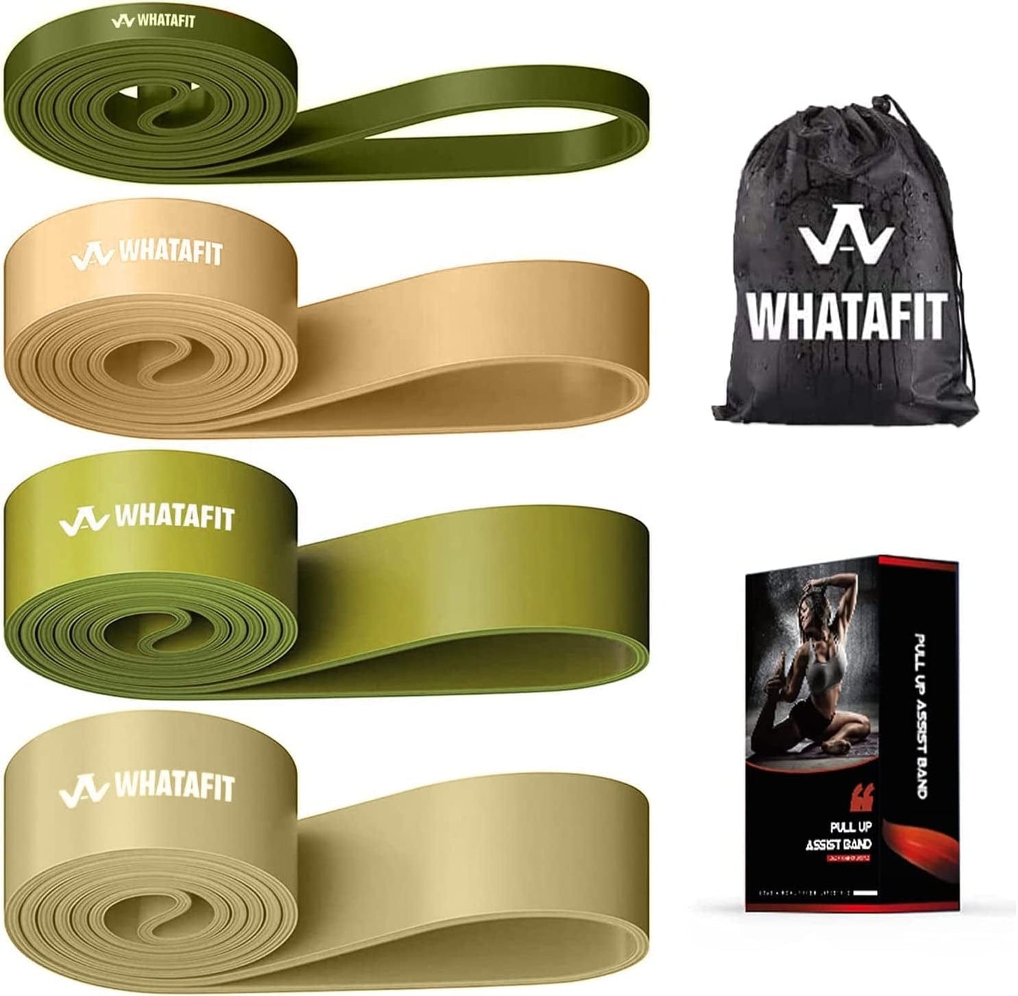 Whatafit Resistance Bands Exercise Bands, Pull up Assistance Bands，Workout Bands Stretch Bands - Resistance Bands for Working Out, Chin Ups, Powerlifting, Home Workouts