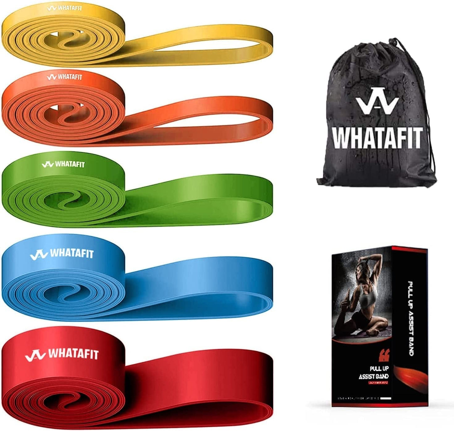Whatafit Resistance Bands Exercise Bands, Pull up Assistance Bands，Workout Bands Stretch Bands - Resistance Bands for Working Out, Chin Ups, Powerlifting, Home Workouts