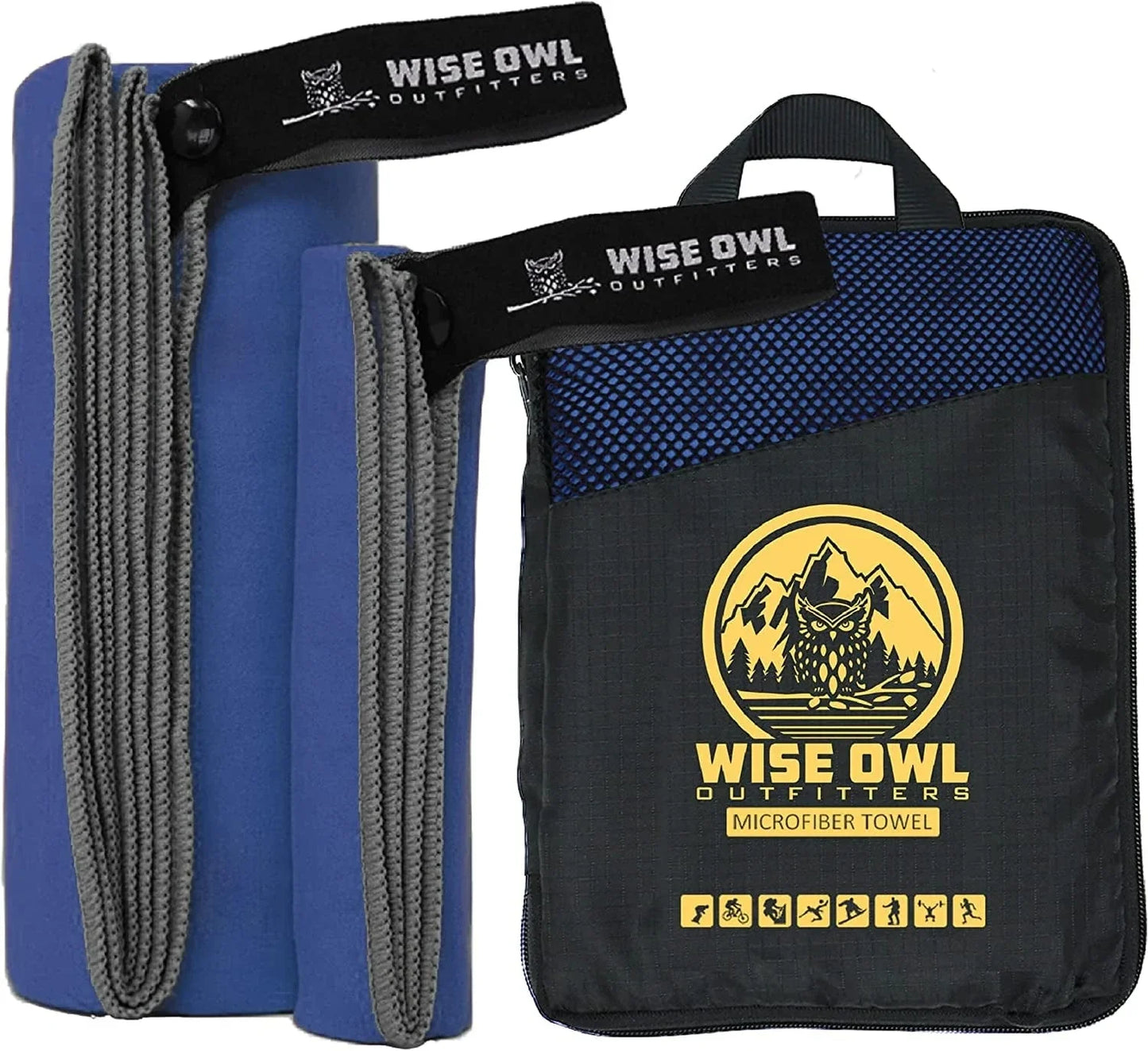 Wise Owl Outfitters Camping Travel Towel - Ultra Soft Compact Quick Dry Microfiber Fast Drying Fitness Beach Hiking Yoga Travel Sports Backpacking