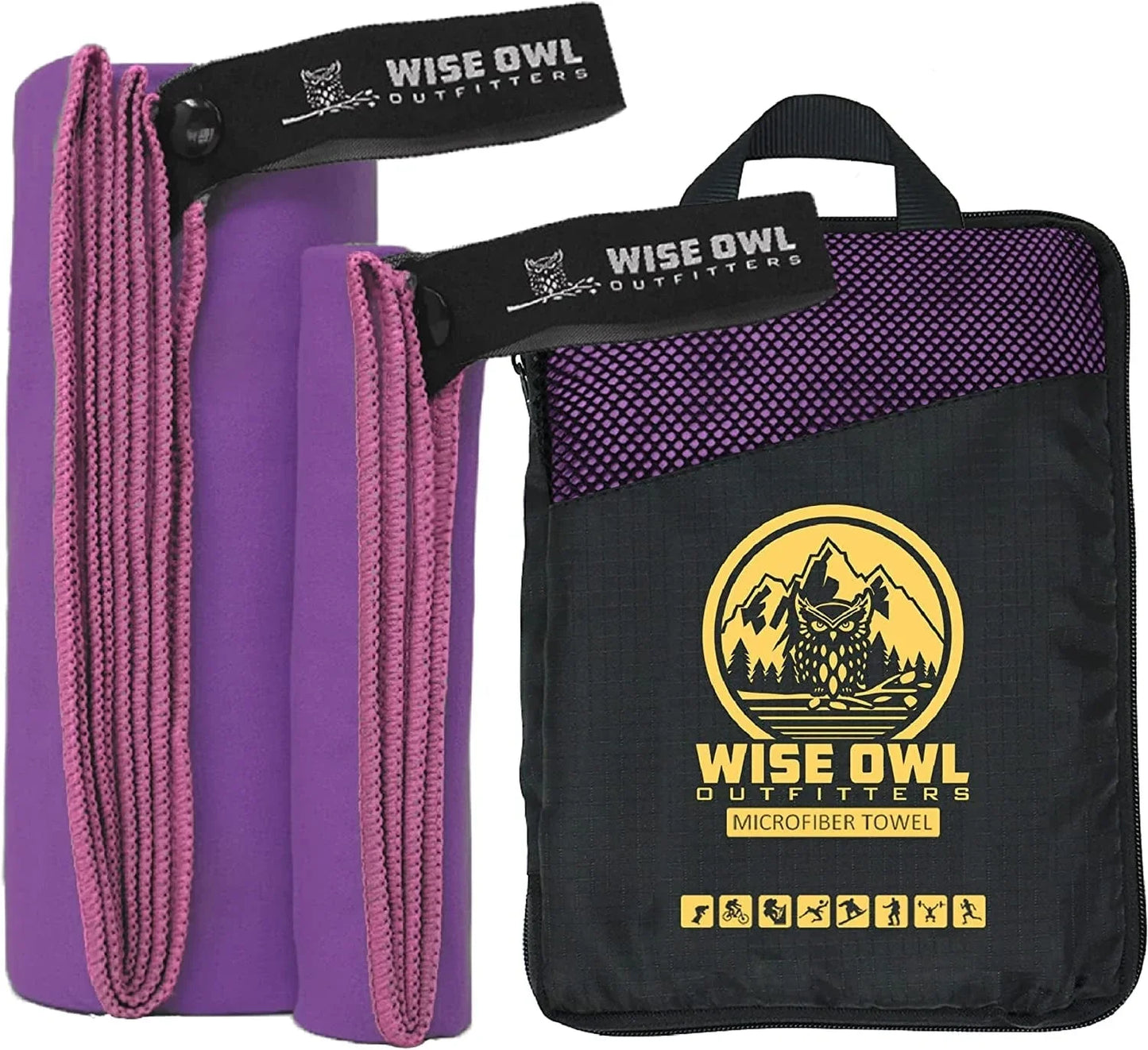 Wise Owl Outfitters Camping Travel Towel - Ultra Soft Compact Quick Dry Microfiber Fast Drying Fitness Beach Hiking Yoga Travel Sports Backpacking