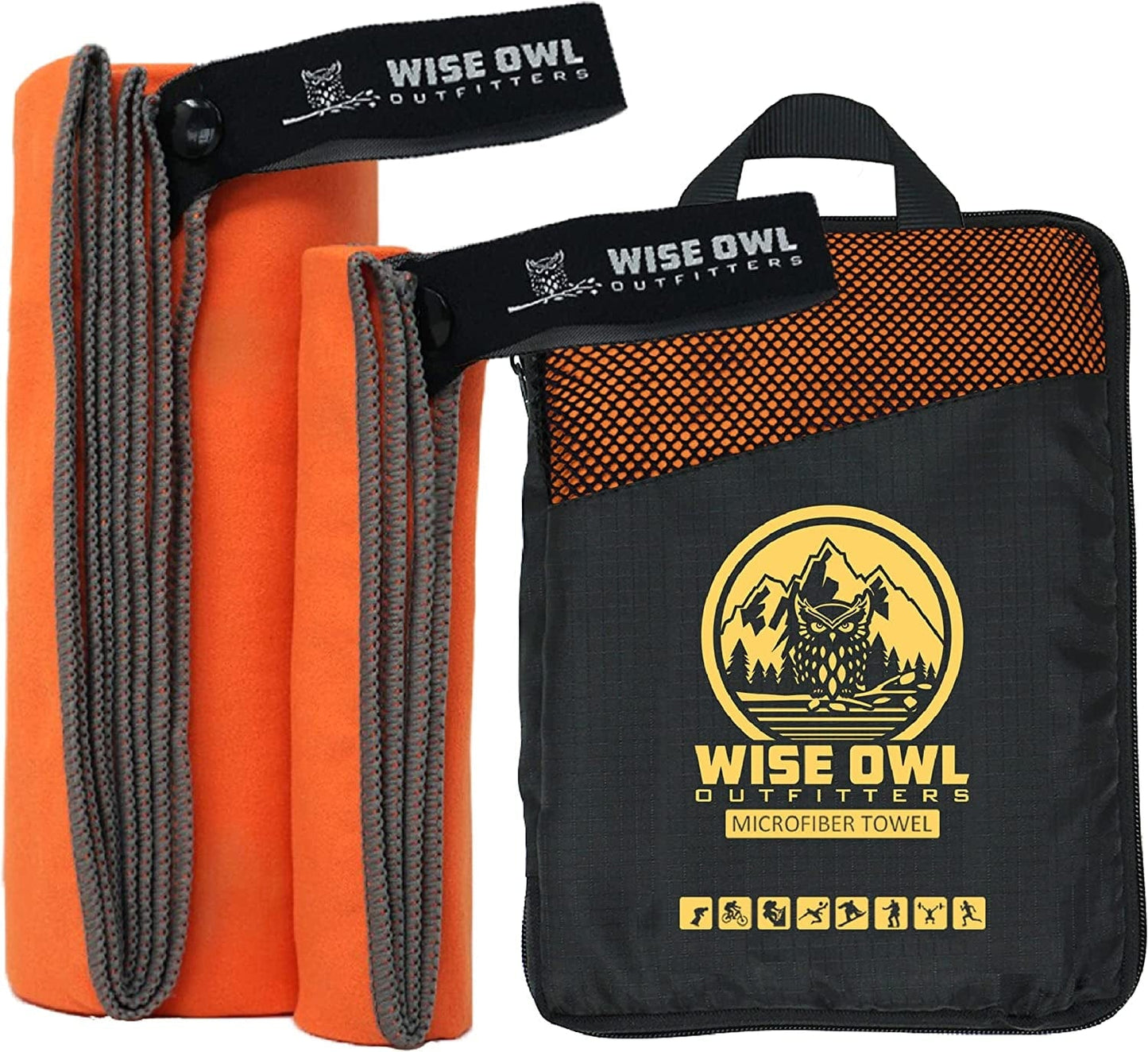 Wise Owl Outfitters Camping Travel Towel - Ultra Soft Compact Quick Dry Microfiber Fast Drying Fitness Beach Hiking Yoga Travel Sports Backpacking