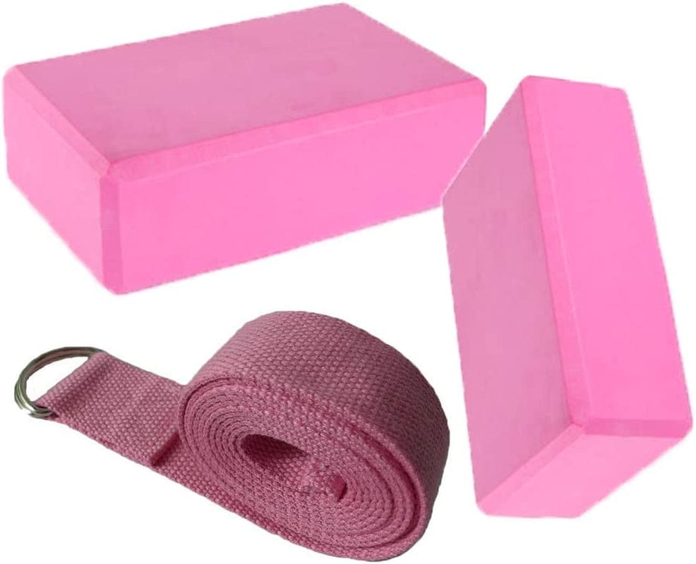 Xiangruicoltd 2Pcs Yoga Blocks + 1 Yoga Stretch Strap Set Eco Friendly Lightweight EVA Foam Comfortable Durable Firm Support Blocks Yoga Prop Brick Fit for Yoga,Pilates