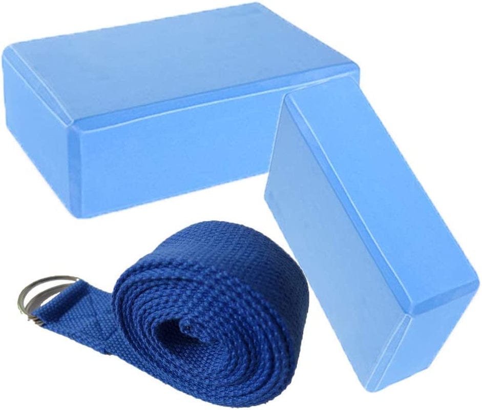 Xiangruicoltd 2Pcs Yoga Blocks + 1 Yoga Stretch Strap Set Eco Friendly Lightweight EVA Foam Comfortable Durable Firm Support Blocks Yoga Prop Brick Fit for Yoga,Pilates