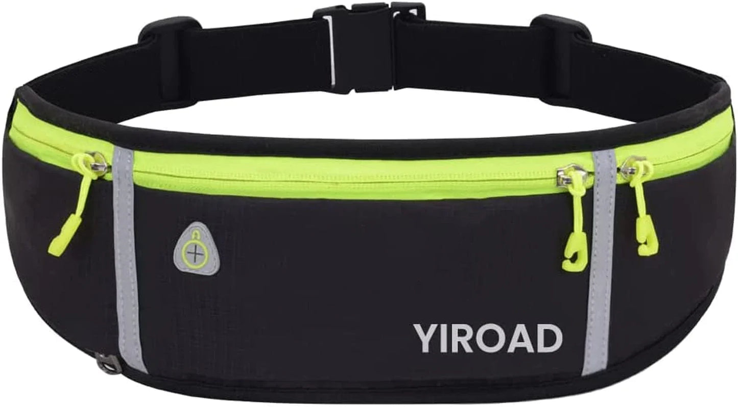 YIROAD Running Belt, Waterproof Fanny Pack for Women Men, Workout Running Waist Pack Bag with Foldable Water Bottle Holder, Adjustable Running Pouch Phone Holder Accessories for All Phones Iphone
