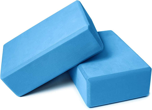 Yoga Blocks 9''X6''X3'', 2 Pack High Density Yoga Brick Foam Blocks to Improve Strength, Flexibility and Balance, Light Weight and Non-Slip Surface for Yoga, Pilates and Meditation (Gemstone Blue)