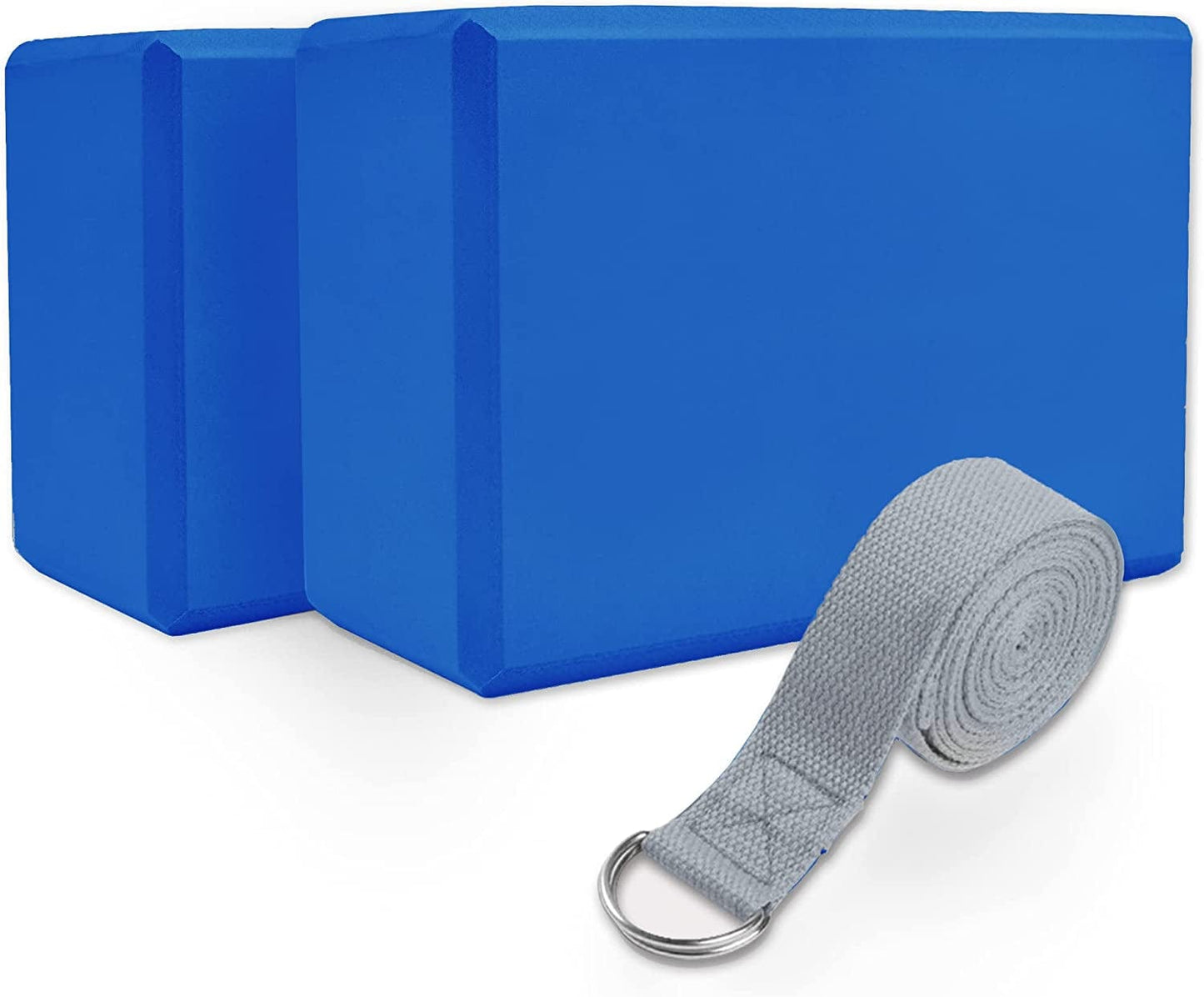 Yoga Blocks with Strap - Bffz Two High Density Odorless EVA Foam Yoga Blocks plus One Strap – Supportive, Non Slip & Lightweight to Aid Balance & Flexibility