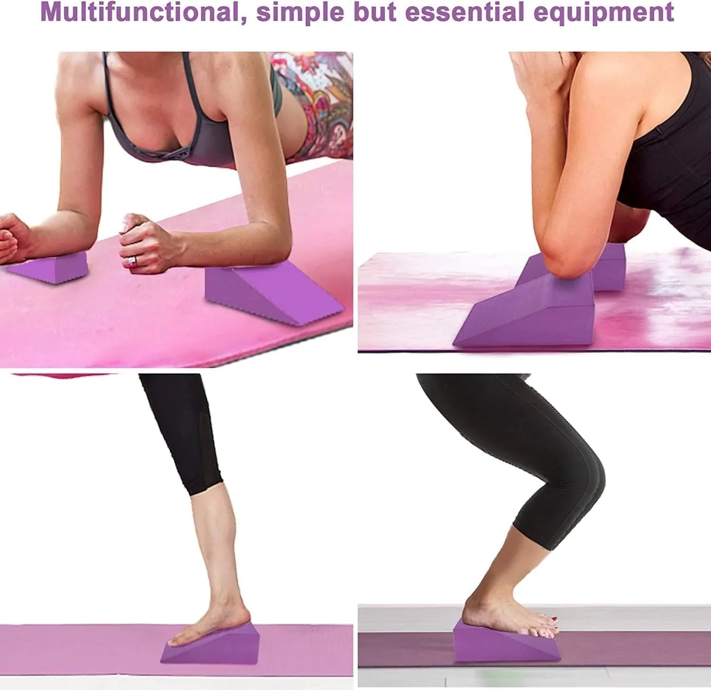 Yoga Foam Wedge Blocks (Pair) Soft Wrist Wedge, Supportive Foot Exercise Accessories, Calf Raise Block, Calf Stretcher, Balance, Pushup,Yoga Wrist Support, Pilates, Squat Wedge, EVA Riser Block