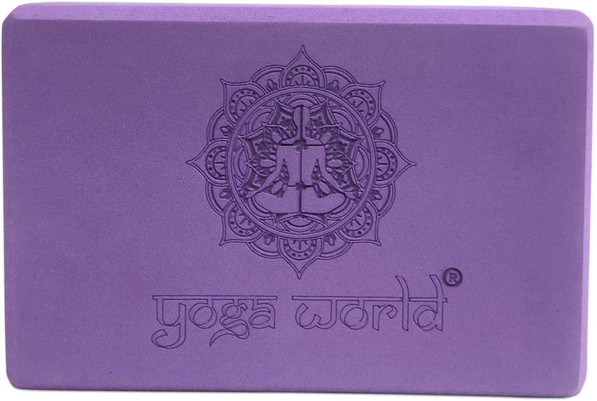 Yoga World EVA Yoga Blocks High Density Non-Slip Bricks for Stretching, Pilates, Stability, Fitness - Rounded Edges for Secure Grip Easy-To-Clean Exercise Accessories 180G