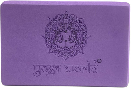 Yoga World EVA Yoga Blocks High Density Non-Slip Bricks for Stretching, Pilates, Stability, Fitness - Rounded Edges for Secure Grip Easy-To-Clean Exercise Accessories 180G