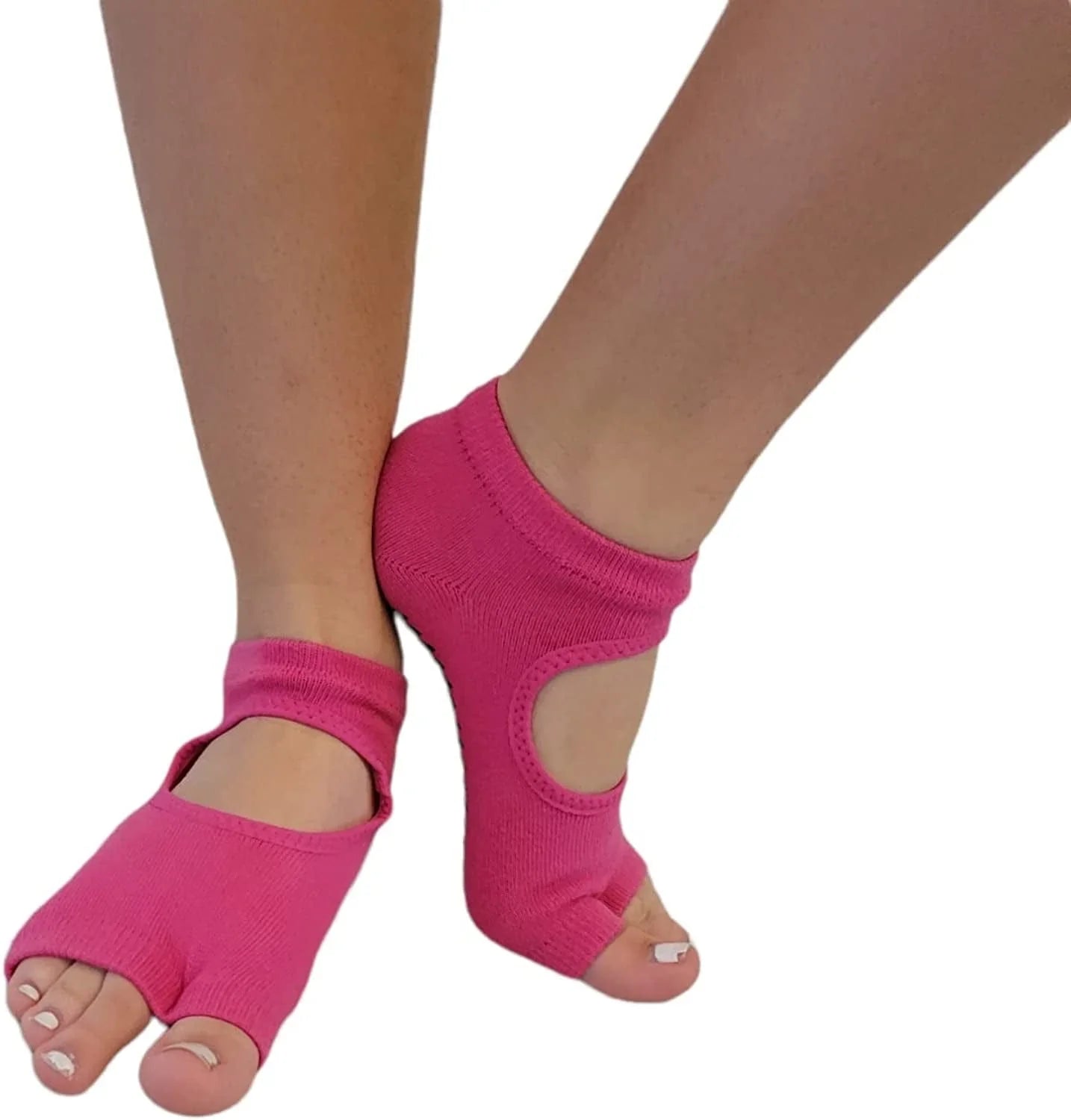 YOGIC Yoga Socks with Grips for Women, Non-Slip Slipper Socks with Grippers for Pilates and Workout (2 Pairs Pink-Black)