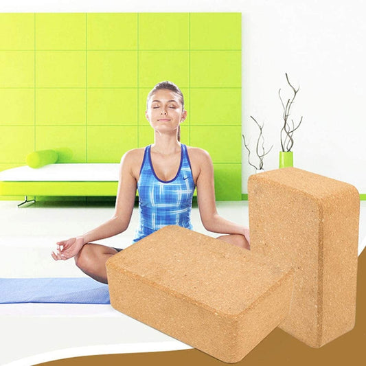 Yunzyun Yoga Block Brick Cork High Density Support Deepen Poses Wood Prop Home Gym Auxiliary Tool Exercise Fitness Blocks Foam Bolster Pillow Cushion Training, 8.78''X6.02"X2.95" (Yellow)