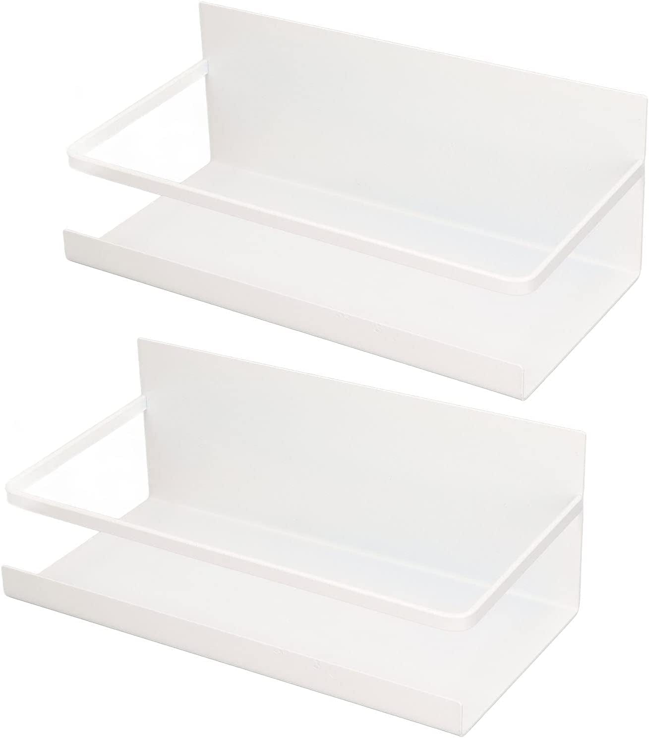 Zerodis Magnetic Spice Rack, Universal Magnetic Shelf Rounded Corners Design Space Saving with 4 Removable Hooks for Washing Machines (Black)