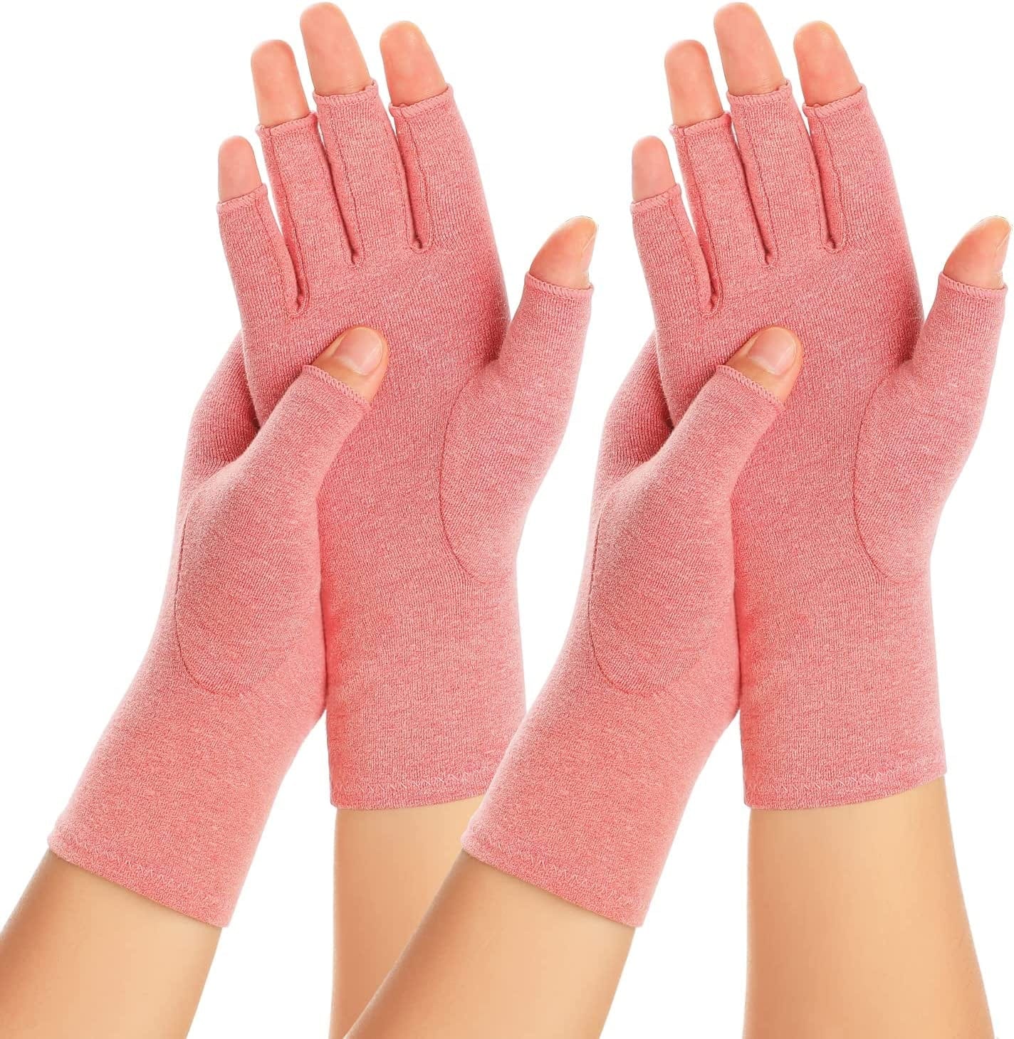Zexhoor 2 Pairs Arthritis Compression Gloves for Women Men, Carpal Tunnel Pain Relief, Fingerless for Typing and Daily Work