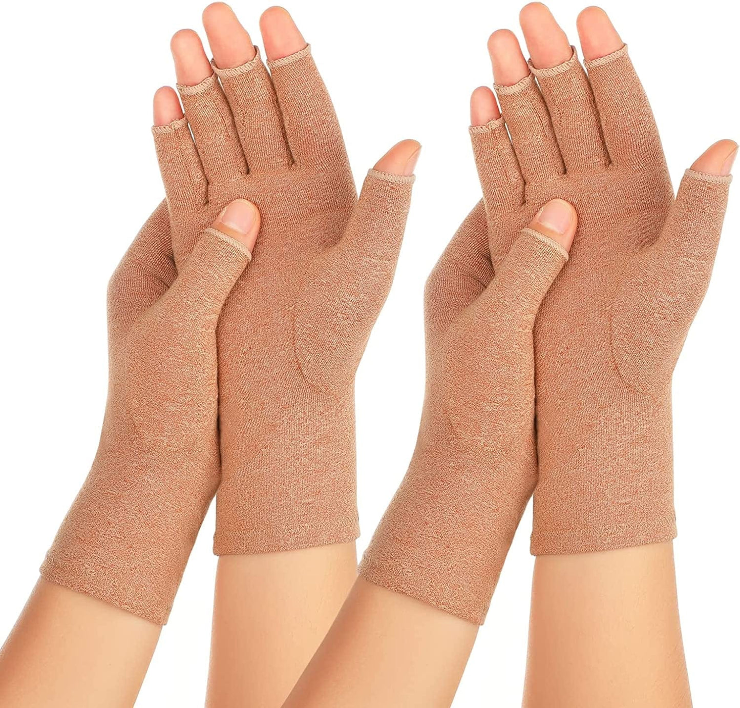 Zexhoor 2 Pairs Arthritis Compression Gloves for Women Men, Carpal Tunnel Pain Relief, Fingerless for Typing and Daily Work